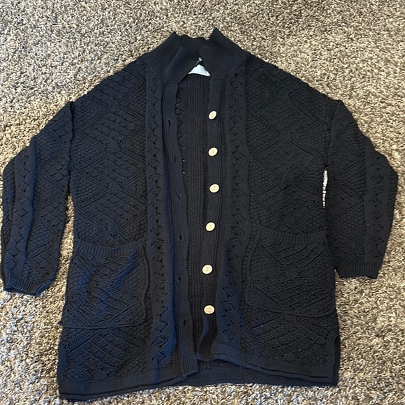 FREE PEOPLE Black Get Away Fauxchet Cardigan & Pants Set - Picture 4 of 10